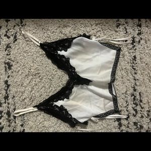 Black and white lace crop top